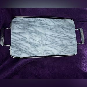 All-Clad vintage removable marble top stainless steel frame cutting board